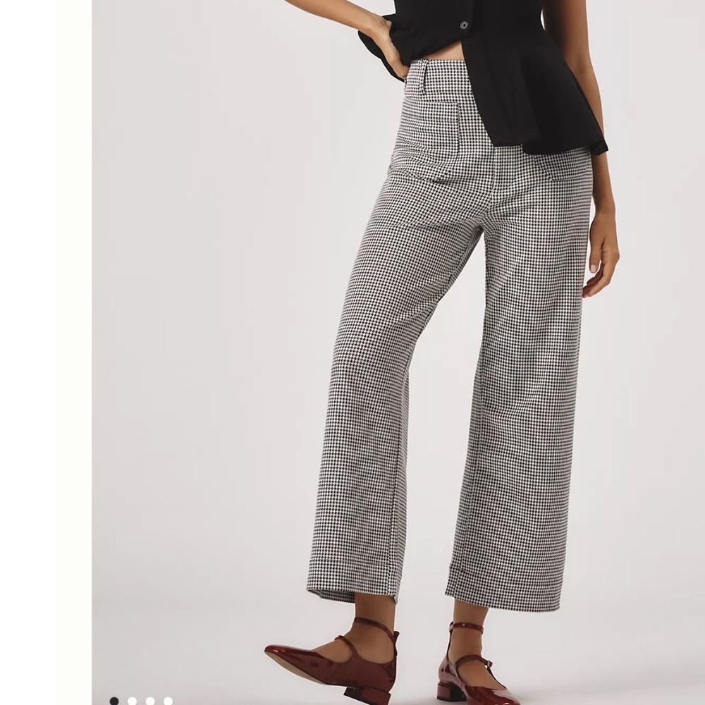 Maeve The Colette Houndstooth Crop Wide-Leg Pants Size 28